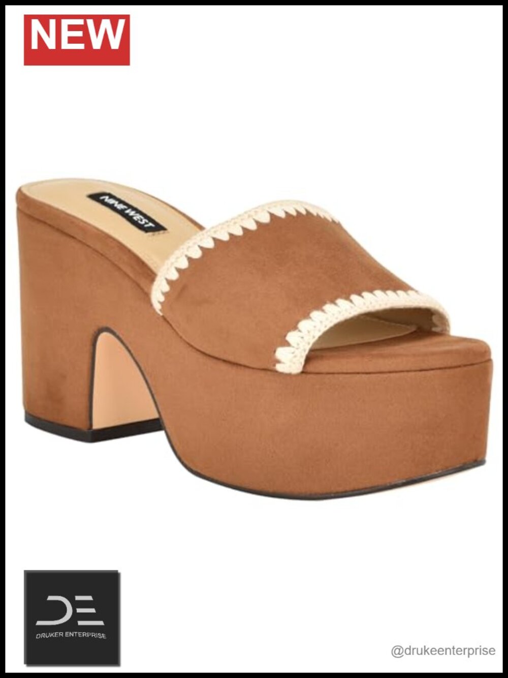 Nine West Yickie Suede Wedge Sandals Slip On Round Toe